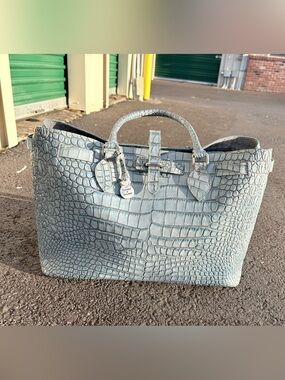 Dooney & Bourke Light Blue Croc-Embossed Tote